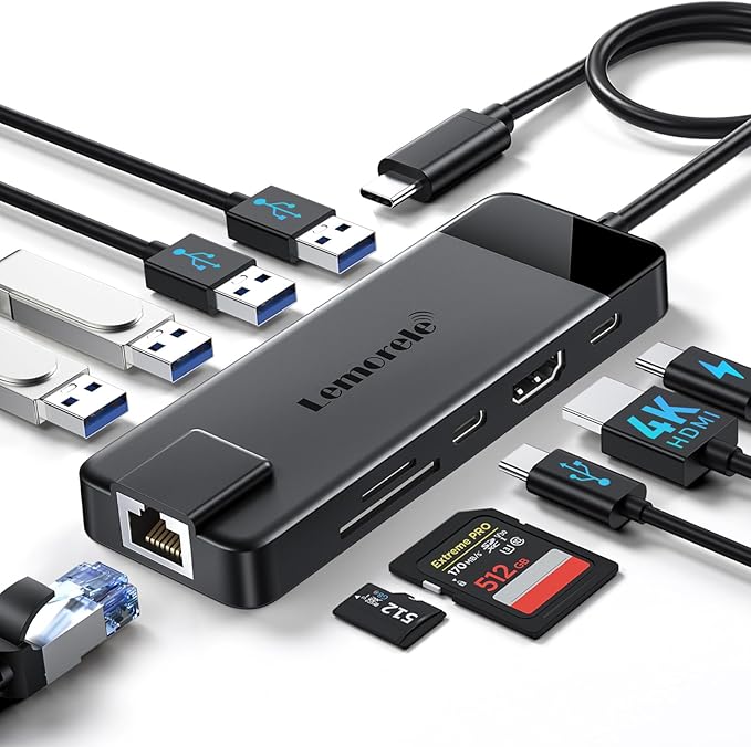 USB C Docking Station - 10 in 1 by Lemorele