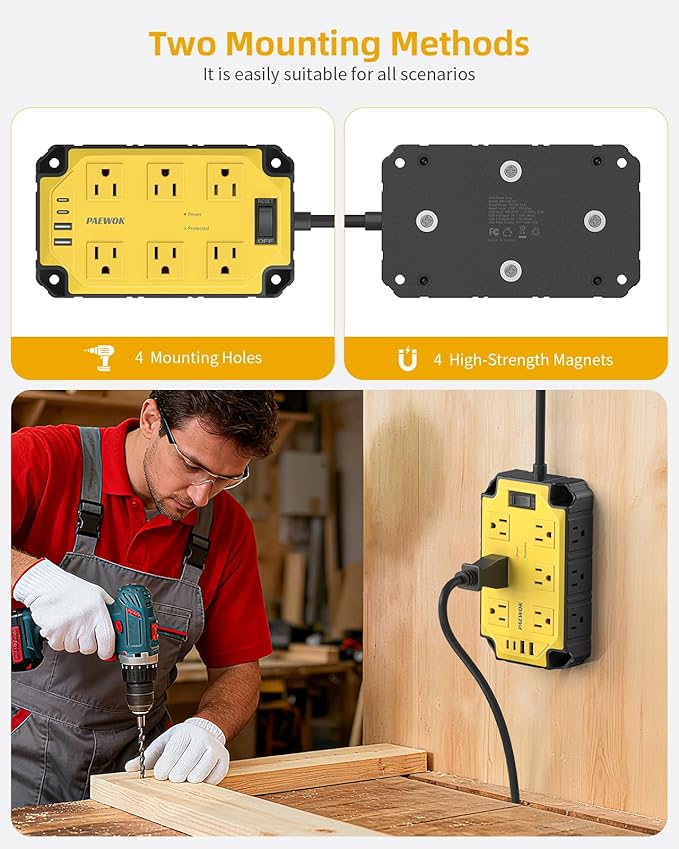 Heavy Duty Power Strip15 Amps/1200 Joules, 12 Outlets - Image 3