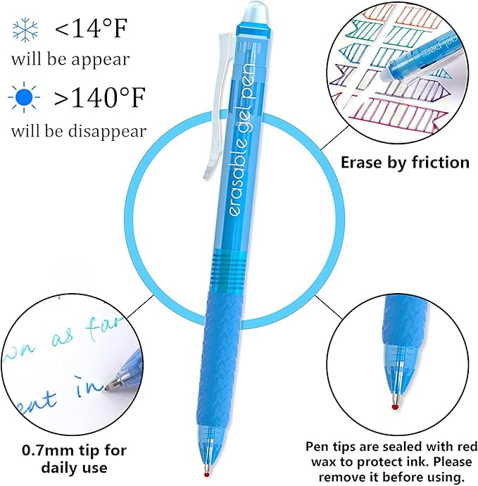 Vanstek 15 Colors Retractable Erasable Gel Pens Clicker, Fine Point, Make - Image 3
