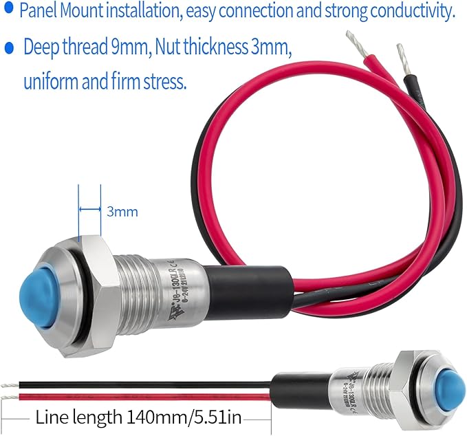 ZGSZJHF UL Listed Mini Indicator Light 8mm 0.31" Waterproof Domed Metal - Image 5