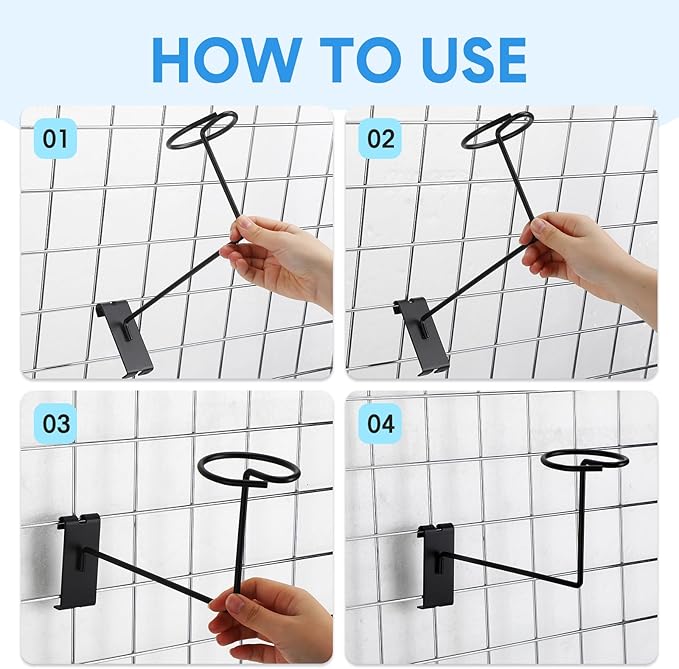 Blulu 12 Pcs Hat Displayer for Gridwall, Metal Hat Helmet Rack Retail Store - Image 6