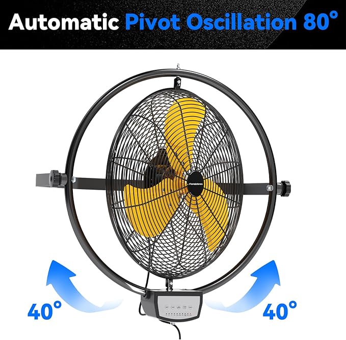 2 PCS 20 IN 5500 CFM Remote Control Wall Mount Fan, 3 Speed High Velocity Wall - Image 5
