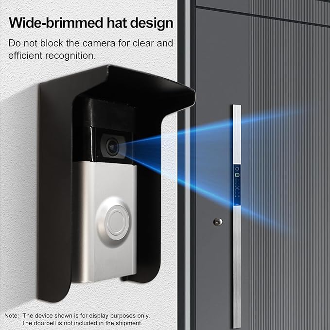 Dgyezhao Outdoor Black Doorbell Rain Anti-Glare Cover, Steel Weather-Blocking - Image 5