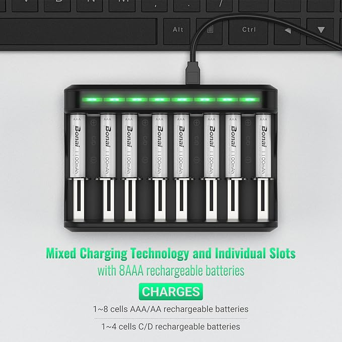 BONAI AAA Rechargeable Batteries, 8 Pack 1100mAh NiMH Batteries - Image 2