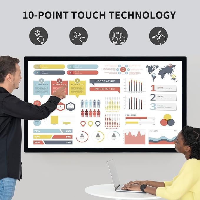 TouchWo 65-inch Interactive Touchscreen Monitor, Electronic Whiteboard Touch - Image 2