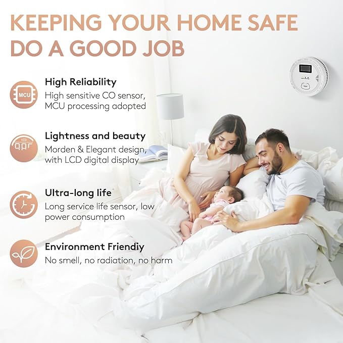 5 Packs, Smoke Combination CO Alarm, 2-in-1 Detection, CO Detector, Smoke - Image 2