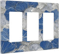 Bvtewkhz Abstract Blue Marble Plant Leaves 3 Gang Triple Rocker Decorative by Unknown