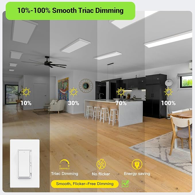 1x4 Led Flat Panel Light, 24W/30W/40W, 5200LM Smooth Triac Dimming 5CCT - Image 5