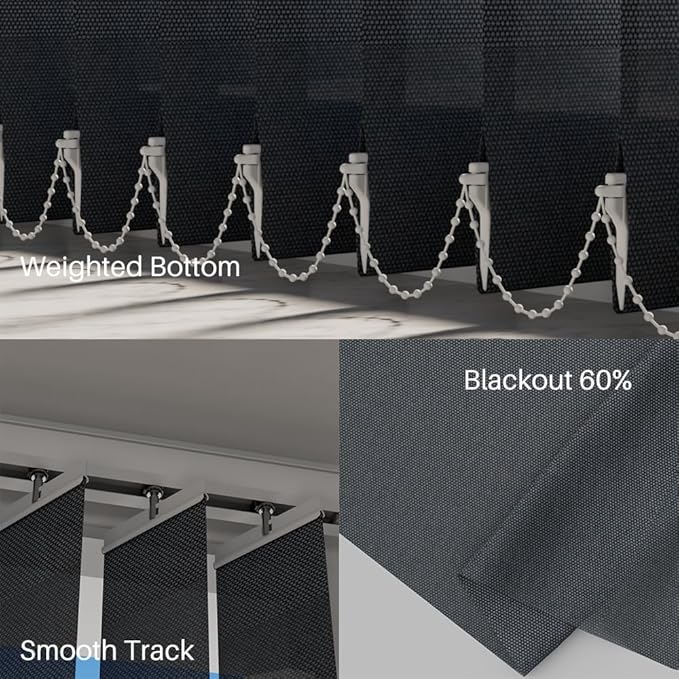 Blindify Motorized Vertical Blinds, Light Filtering Sliding Door Shades - Image 4