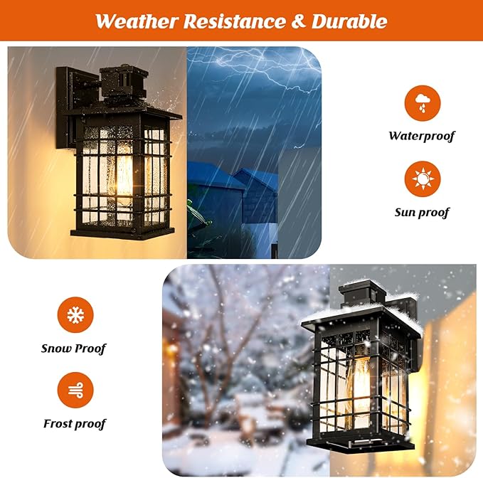 Motion Sensor Outdoor Wall Lights Black, Dusk to Dawn Outside Porch Lights - Image 5