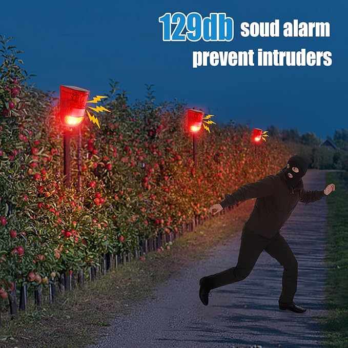 Qualirey 12 Pack Solar Sound and Light Alarm Motion Sensor 129db Outdoor - Image 7