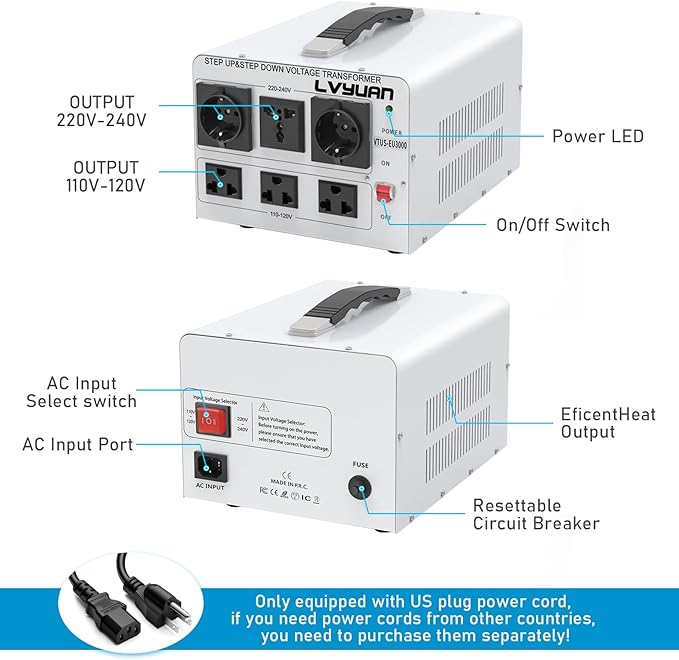 LVYUAN Heavy Duty 3000W Watt Voltage Transformer Converter Step Up/Down - Image 2