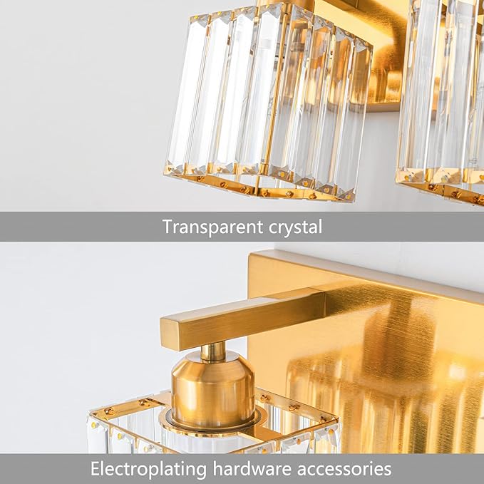 FDPBY Modern 6-Light Gold Brushed Brass Finish Crystal Wall Light - Image 4