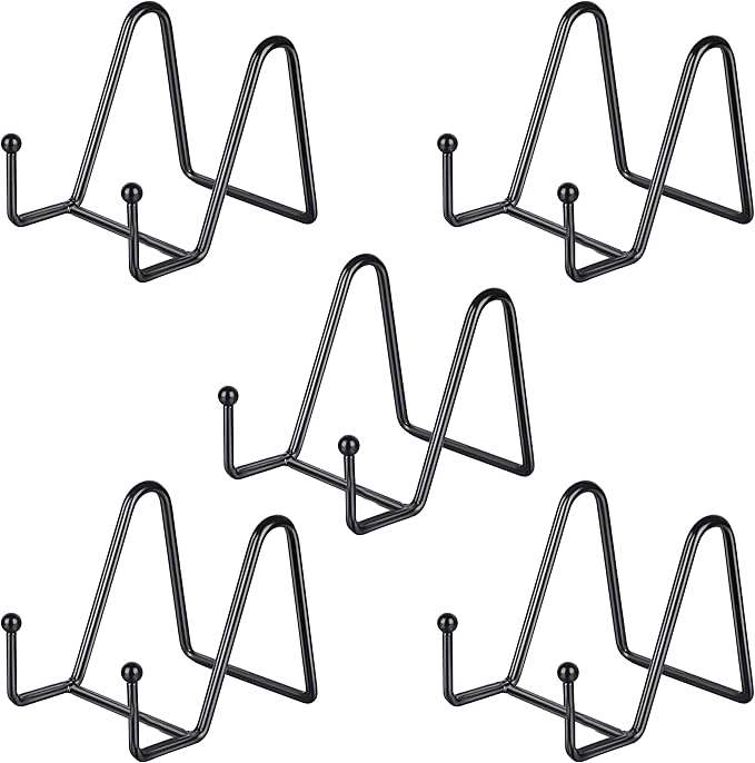 IBosins 5 Pack 3 Inch Small Plate Holder Display Stands, Mini Metal Black Frame by IBosins