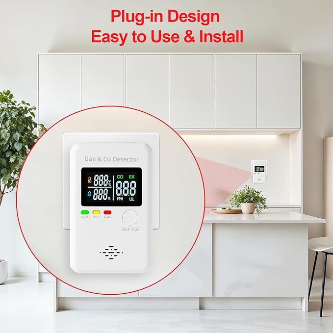 2 Packs Combination Natural Gas Detector & Carbon Monoxide Alarm, 4-in-1 - Image 5