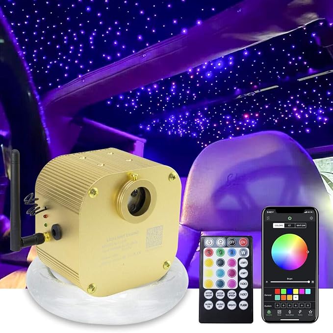 AMKI 16W Bluetooth Twinkle Fiber Optic Star Ceiling Lights Lamp Kit, LED RGBW by AMKI