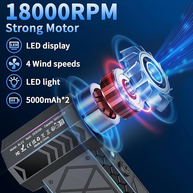 Earglow Compressed Air Duster, 180000RPM Mini Electric Dust Blower, - Image 2