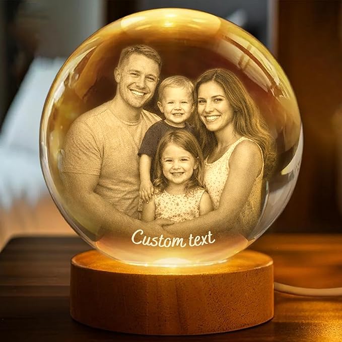 Herihues Personalized 3D Photo Crystal Ball, Custom Engraved Picture Lamp - Image 7