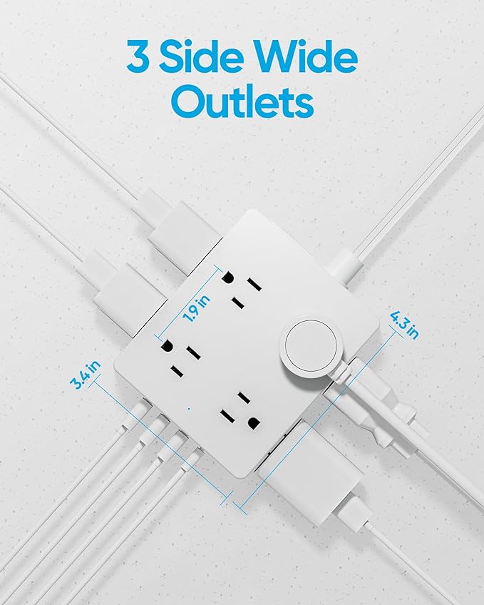 2 Prong Flat Plug Power Strip, Olcorife 2 Prong to 3 Prong Outlet Adapter - Image 6