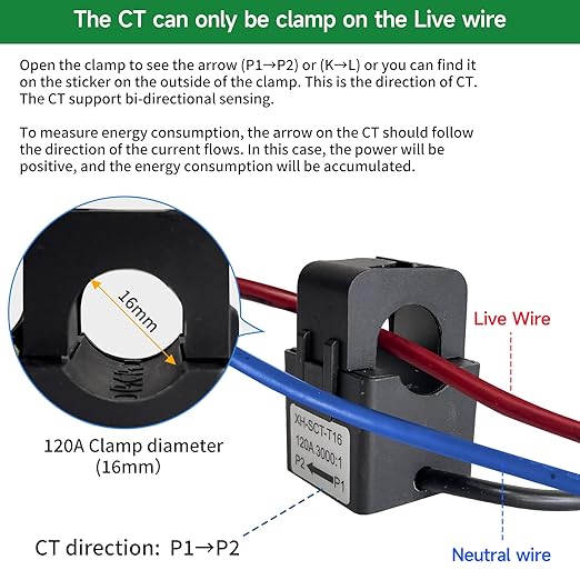 WiFi Energy Monitor with 2 * 120A Clamps, Real-Time Electricity Tracking - Image 2