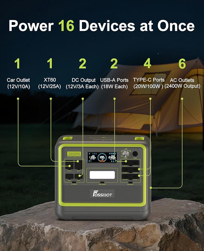 FOSSiBOT F2400 Portable Power Station 2400W, 2048Wh LiFePO4 Battery Backup/6 x - Image 4
