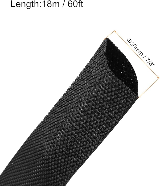 MECCANIXITY Braided Cable Sleeves Heat Shrinkable Fabric Sleeving, 7/8" 60ft - Image 2