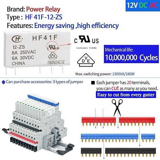 12V Relay Din Rail; Silm Relay 12V DC/AC 6Amp 5Pin 1NO 1NC SPDT - Image 5