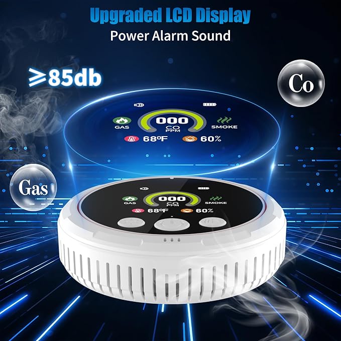 5-in-1 Carbon Monoxide Detectors &Smoke &Natural Gas Leak Detector, Portable - Image 3
