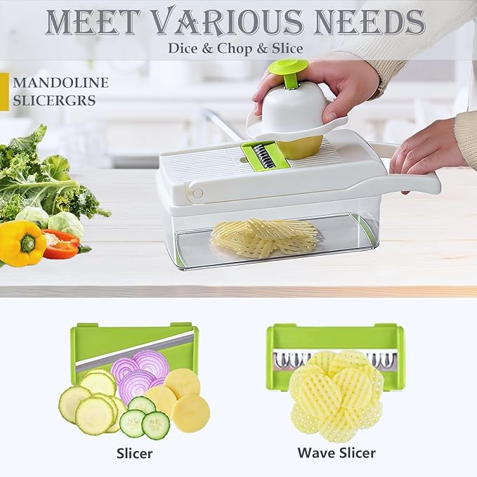 Dewpeton Pro-Series 16-in-1 Mandoline Slicer & Spiralizer, Veggie Chopper - Image 4