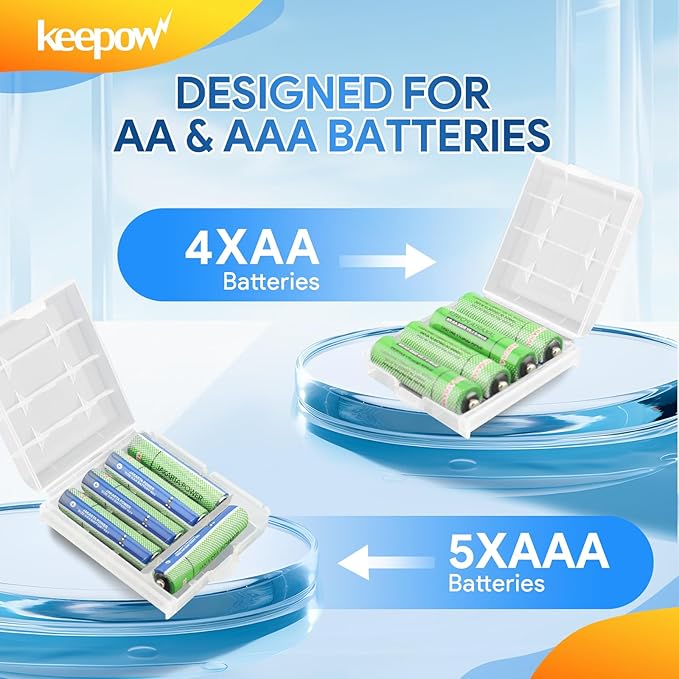 KEEPOW 24 Pcs AA/AAA Battery Storage Case Holder Box - Image 3