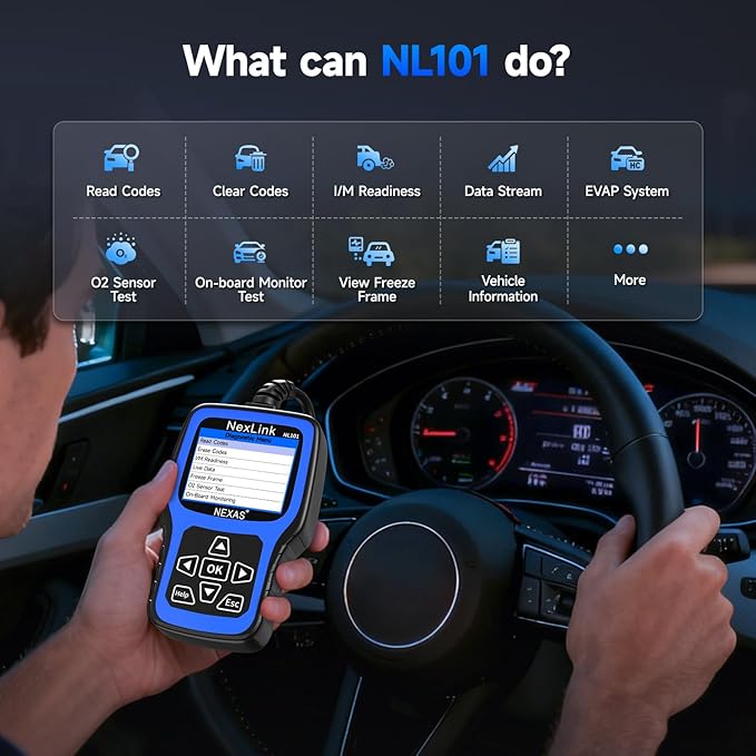 NEXAS NL101 OBD2 Scanner with Battery Tester - Image 7