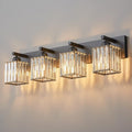 FDPBY Modern Bathroom Vanity Light 4-Lights Modern Black Crystal Wall Light by FDPBY