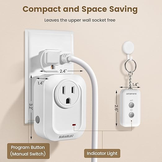 SURAIELEC Wireless Light Switch Remote Control Outlet, No Wiring Needed - Image 6