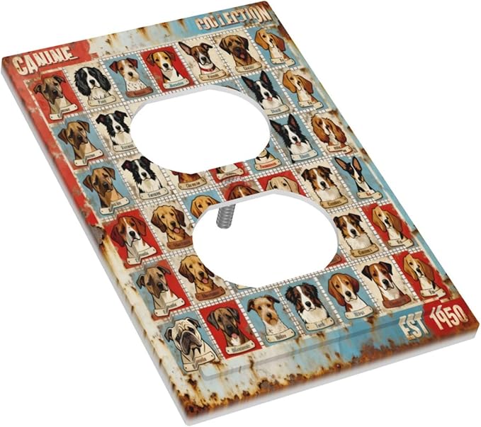 Bvtewkhz Dogs Funny Puppy Pets Vintage Duplex Outlet Decorative Outlet Covers - Image 3