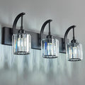 FDPBY 3-Light Crystal Vanity Light, Modern Black Bathroom Wall Sconce by FDPBY