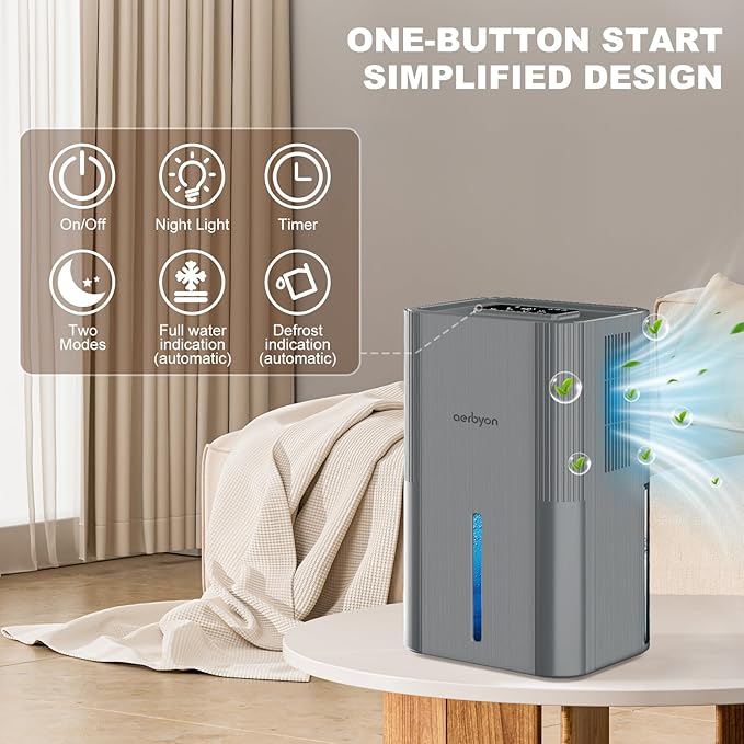 Aerbyon Dehumidifiers for Home 95 OZ Water Tank Dehumidifier for Bathroom - Image 5