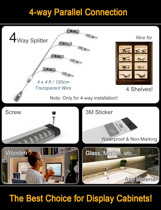 EBD LED Under Shelf Lighting 4-Way 1.2m Splitter Parallel Cabinet Lighting - Image 2