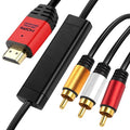 HDMI to RCA 6FT Cable with IC, HDMI Male to 3-RCA RD AV Cable Video Audio by YOTETION