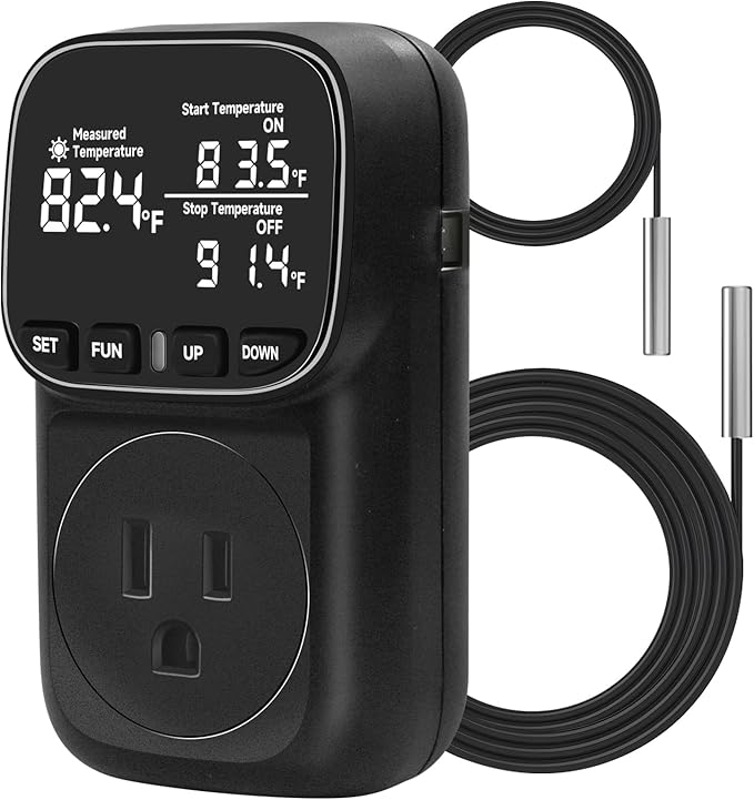 COMYAN Temperature Controlled Outlet, 15A/1800W Digital Thermostat Outlet by COMYAN