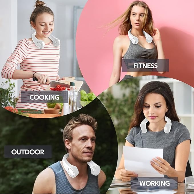 penkou Portable Neck Fan, Hands Free Personal Fan, 360° Airflow, 3-16 Running - Image 6