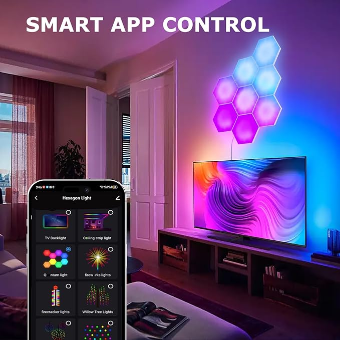HEDCINLT Smart Hexagon Lights DIY Hexagon Led Light App & Remote Controlled & - Image 5