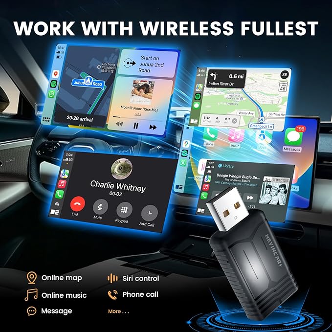 HEYINCAR+ H-Air Wireless CarPlay & Android Auto Adapter, 2025 Upgrade, Plug & - Image 4