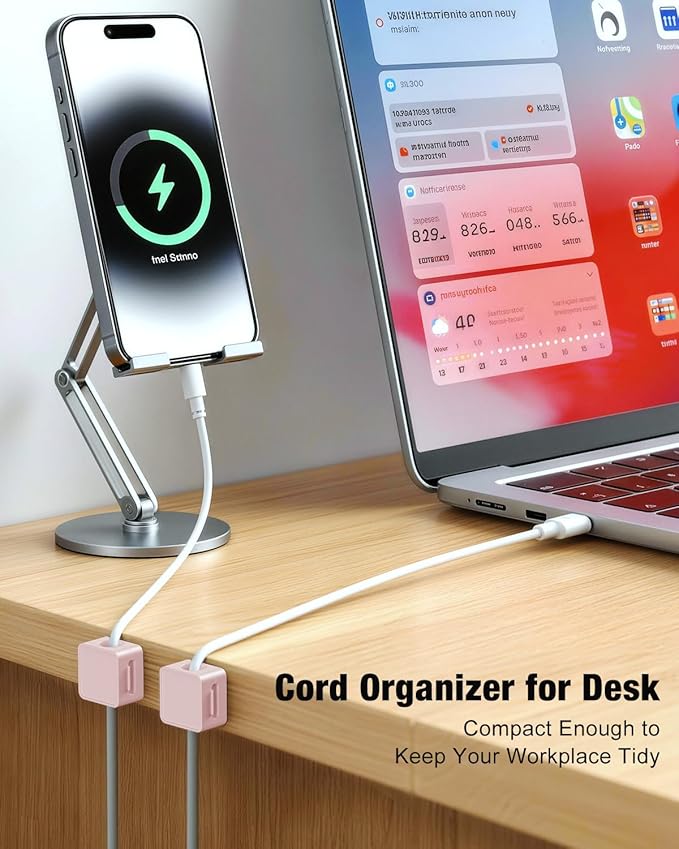 6 Pack Cord Holder, Strong Adhesive Desk Cord Organizer Magnetic Easy Open - Image 2