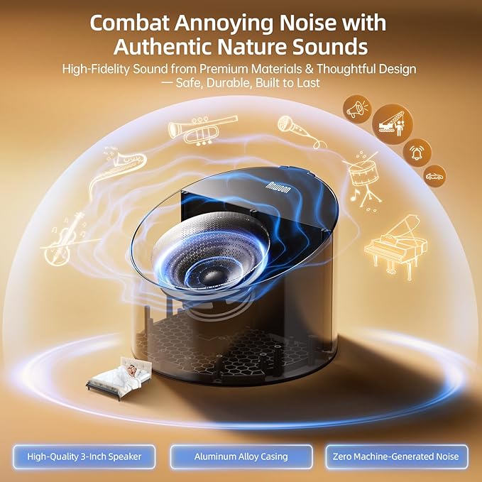 ANWOON Sound Machine & Night Light, Premium Metal Shell - Image 4