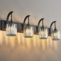 FDPBY 4-Light Crystal Vanity Light, Modern Black Bathroom Wall Sconce by FDPBY
