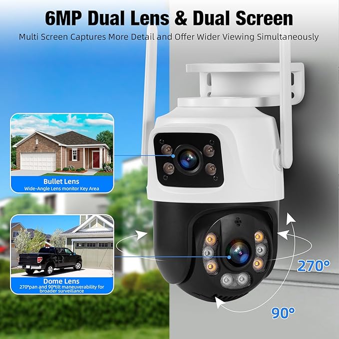 Fuers 6MP Wireless Security Camera, Surveillance Cameras Dual Lens Linkage - Image 2