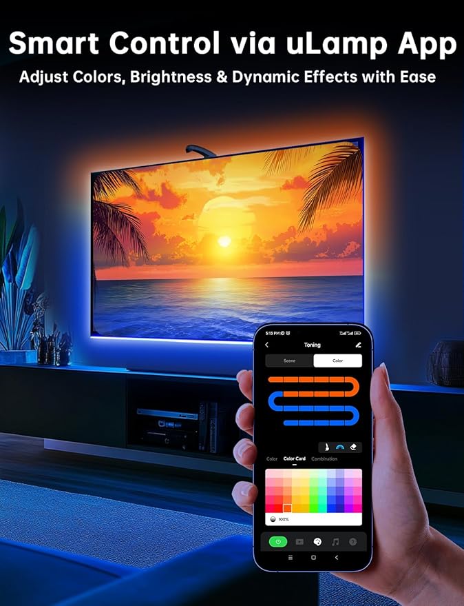 FFJ TV Lights That Change with TV, 21.3ft Cuttable TV LED Backlight - Image 6