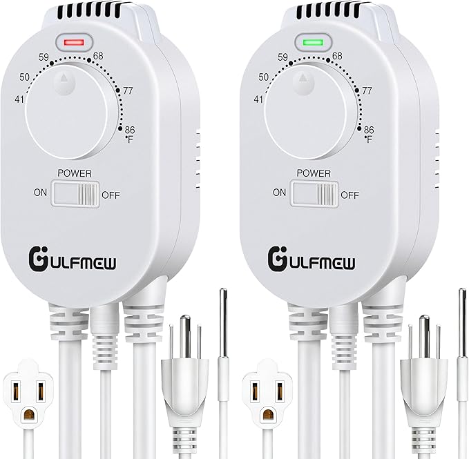 2 Pcs Plug in Thermostat for Heater, Thermostat Plug Outlet by Gulfmew