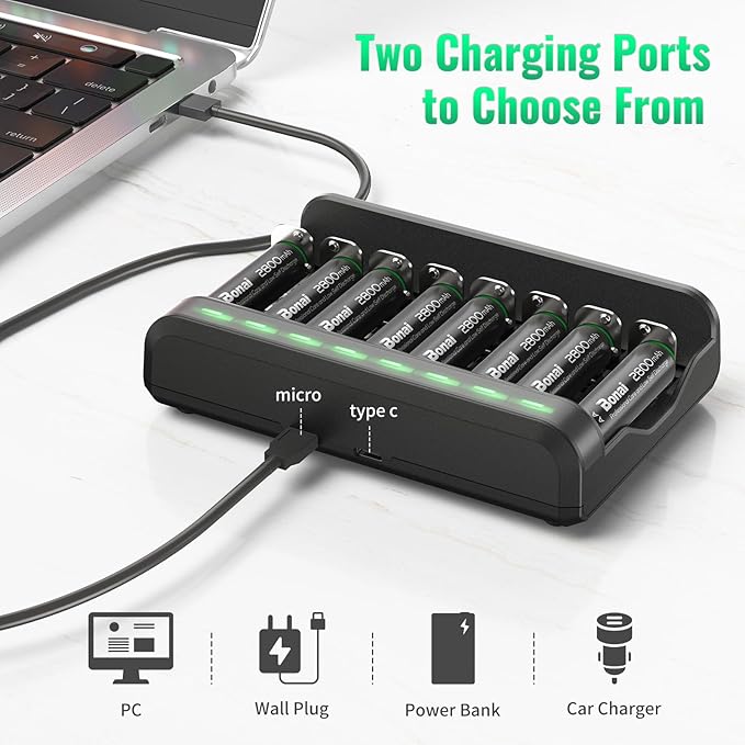 BONAI AA Rechargeable Batteries 2800mAh 8pack - Image 5