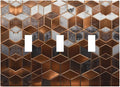 Bvtewkhz Brown Abstract Luxury Modern Geometric Cubic Marble 3 Gang Triple by Unknown